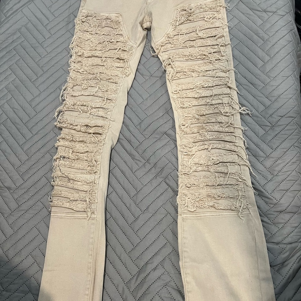Stylish Cream Distressed Men's Pants